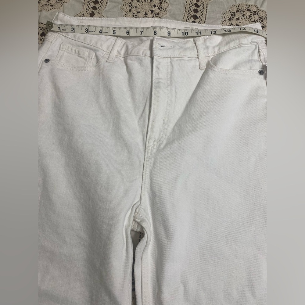 NWT Old Navy Calla Lily 451 white high rise Wide-Leg Pants raw hem size 10 - Picture 7 of 7